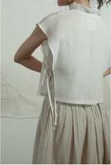 Falda larga cruzada de lino y algodón Patricia