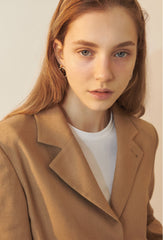 Tailored Linen Blazer with Cropped Fit, Notched Lapel, and Two-Button Front Closure