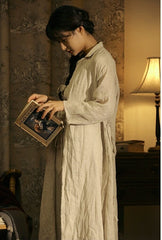 Marie Linen Cotton Long Sleeve Maxi Dress