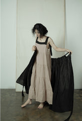 Falda larga cruzada de lino y algodón Silvia