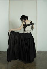 Falda larga cruzada de lino y algodón Patricia