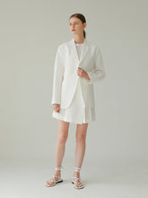 Layered Linen Short Skirt with Tailored Pleats and Minimalist Silhouette