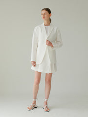 Layered Linen Short Skirt with Tailored Pleats and Minimalist Silhouette