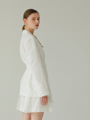 Layered Linen Short Skirt with Tailored Pleats and Minimalist Silhouette