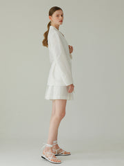 Layered Linen Short Skirt with Tailored Pleats and Minimalist Silhouette