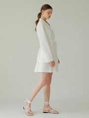 Layered Linen Short Skirt with Tailored Pleats and Minimalist Silhouette