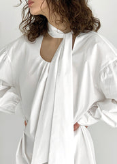 Linen Mini Dress With Contrast Stitching, Oversized Buttons And Flutter Sleeves