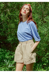 Relaxed Cotton Top with Drop Shoulders and Minimalist Silhouette for Effortless Everyday Style