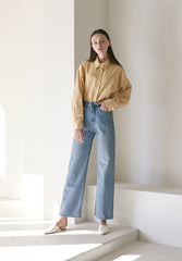 Premium Linen Long-Sleeve Shirt with Tailored Collar and Minimal Seaming for Effortless Style