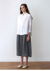Button-Front Pure Linen Shirt for Women with Relaxed Fit and Breathable Lightweight Fabric