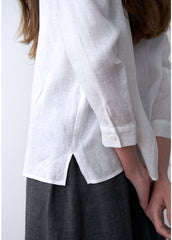 Button-Front Pure Linen Shirt for Women with Relaxed Fit and Breathable Lightweight Fabric
