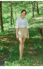 Lightweight Cotton V-Neck Top with Puff Sleeves and Relaxed Fit for Effortless Summer Styling