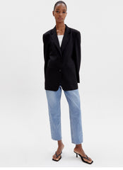 Relaxed-Fit Linen Blazer With Notched Lapels And Front Patch Pockets For Modern Tailoring