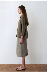 Breathable Button-Up Women’s Long Sleeve Linen Shirt with Relaxed Fit and Soft Collar