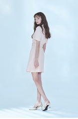 Chic Short-Sleeve Linen Dress with Belted Waist and Tailored Silhouette for Women