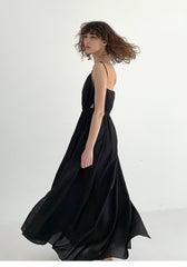 Linen Blend Puff Sleeve Midi Dress with Button Front and Contrast Trim Details