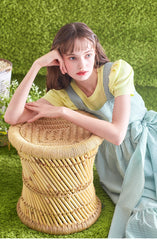 Gingham Check Linen Midi Dress with Ruffled Hem and Twisted Back Strap Detail for Women