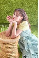 Gingham Check Linen Midi Dress with Ruffled Hem and Twisted Back Strap Detail for Women