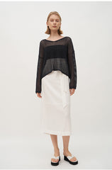 High-Waisted Wrap Linen Midi Skirt with Back Slit and Tie Waist for Elegant Styling