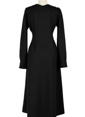 Elegant Linen Midi Dress with Button-Front Closure and Long Sleeves for Women