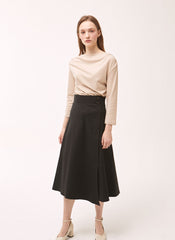 Long Sleeve Cotton Boat Neck Top for Women With Soft Stretch and Tailored Silhouette