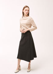 Long Sleeve Cotton Boat Neck Top for Women With Soft Stretch and Tailored Silhouette