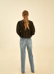 Button-Down Linen Shirt with Puff Sleeves and Tailored Collar for Modern Everyday Styling