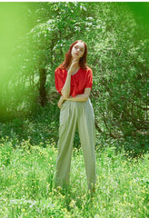 Tailored Wide-Leg Linen Pants with High Waist and Pleated Front for Polished Comfort