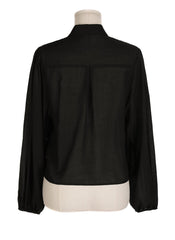 Button-Down Linen Shirt with Puff Sleeves and Tailored Collar for Modern Everyday Styling