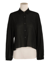 Button-Down Linen Shirt with Puff Sleeves and Tailored Collar for Modern Everyday Styling