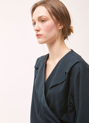 Women's Linen Wrap Blouse – Tailored Long Sleeve Linen Top with Button Detail and V-Neckline