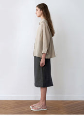 Midi-Length Linen Skirt With Back Slit And Straight Silhouette For Everyday Sophistication