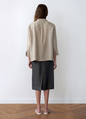 Midi-Length Linen Skirt With Back Slit And Straight Silhouette For Everyday Sophistication