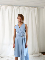 Flowy Linen Maxi Dress With Spaghetti Straps And Side Cutout Waist