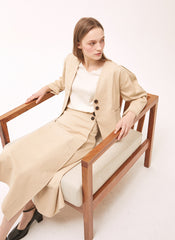 Structured Linen Blazer with Tailored Fit and Double Button Closure for Effortless Sophistication