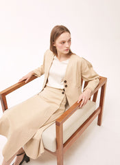 Structured Linen Blazer with Tailored Fit and Double Button Closure for Effortless Sophistication