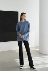 Oversized Long-Sleeve Linen Top with Minimalist Silhouette and Relaxed Comfort Fit