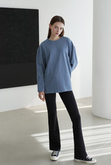 Oversized Long-Sleeve Linen Top with Minimalist Silhouette and Relaxed Comfort Fit