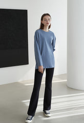 Oversized Long-Sleeve Linen Top with Minimalist Silhouette and Relaxed Comfort Fit
