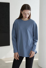 Oversized Long-Sleeve Linen Top with Minimalist Silhouette and Relaxed Comfort Fit