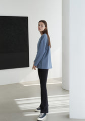 Oversized Long-Sleeve Linen Top with Minimalist Silhouette and Relaxed Comfort Fit