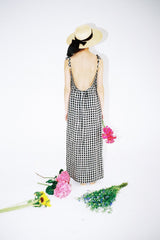 Gathered High-Neck Linen Mini Dress with Puff Sleeves and Waist Tie