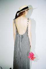 Gathered High-Neck Linen Mini Dress with Puff Sleeves and Waist Tie