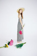 Gathered High-Neck Linen Mini Dress with Puff Sleeves and Waist Tie