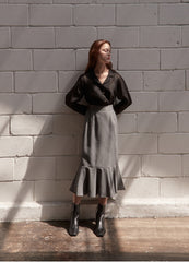 Mid-Length Linen Skirt with Flared Hemline and Tailored Waistband for Chic Feminine Silhouette