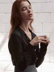 Refined Silk Button-Down Shirt with Lightweight Sheen and Relaxed Fit for Elegant Day-to-Night Looks