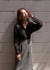 Refined Silk Button-Down Shirt with Lightweight Sheen and Relaxed Fit for Elegant Day-to-Night Looks