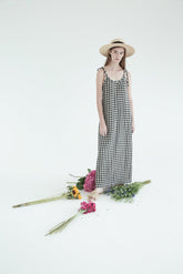 Gathered High-Neck Linen Mini Dress with Puff Sleeves and Waist Tie