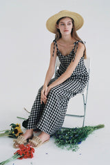 Gathered High-Neck Linen Mini Dress with Puff Sleeves and Waist Tie