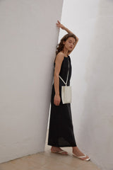 Sleeveless Linen Maxi Dress with Wide Straps and Side Slit for Elevated Summer Styling